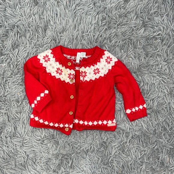 • Janie and Jack • Button Down Sweater Cardigan Red White 3-6 Months - Picture 1 of 3